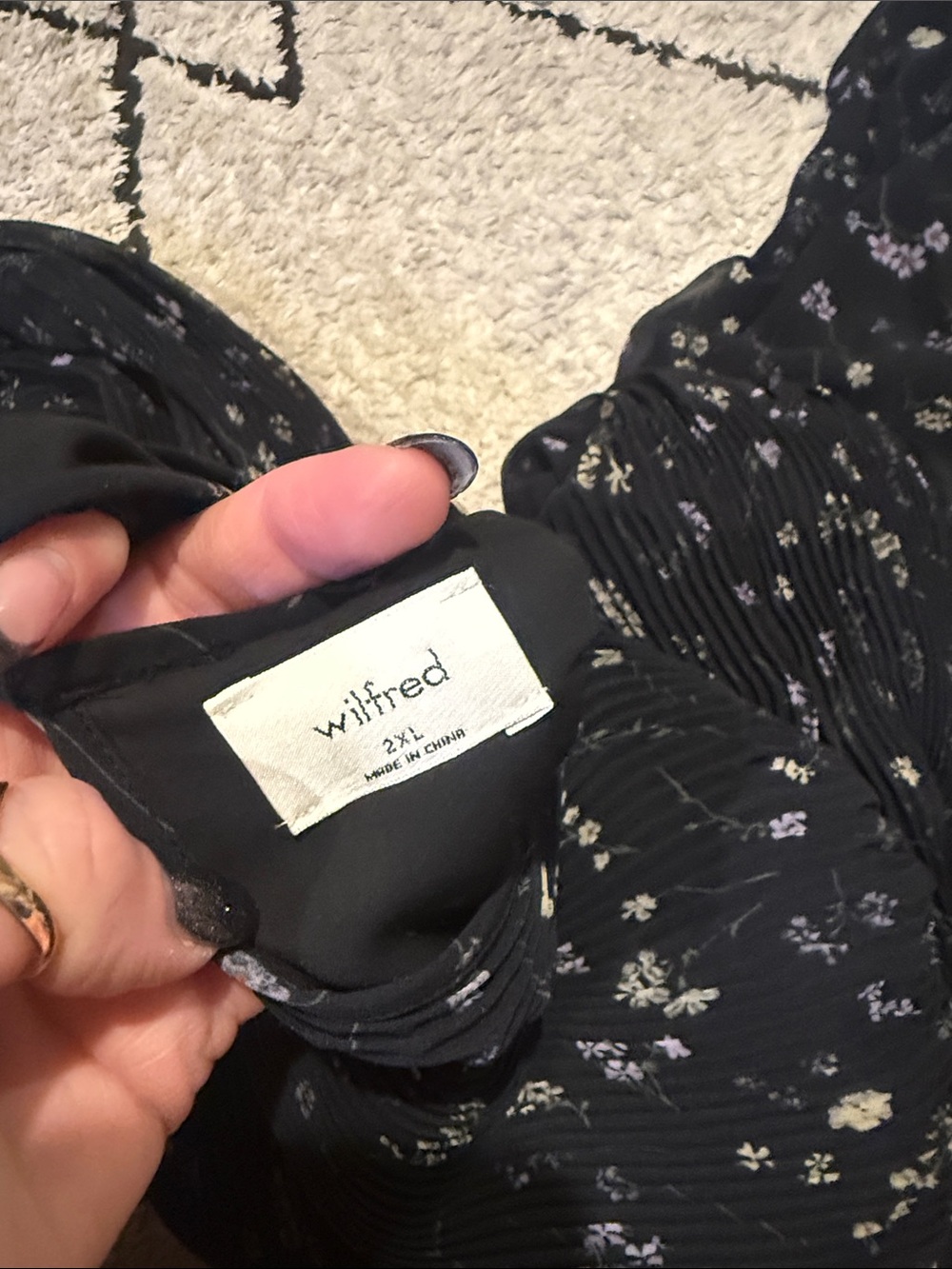 Wilfred daydreamer Dark Floral Long-Sleeve Tiered Dress midi 2XL - Picture 2 of 4